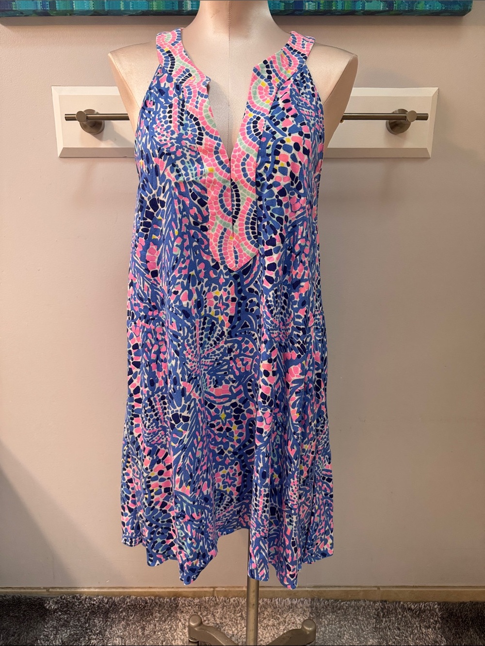 Lilly Pulitzer Sleeveless Multi Tic Tac Tile Achelle Swing Dress sz. M